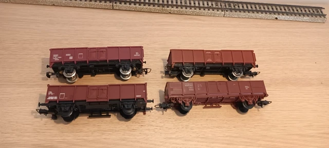 LOT DE 4 wagons jouef/lima compatible roco/lima 1/87 HO EUR 20,00